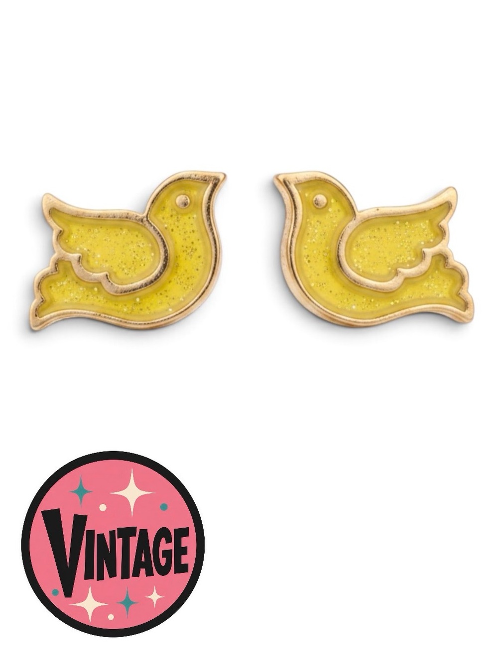 Vintage Avon 1988 Shimmering Dove Yellow Enamel Stud Earrings Rare